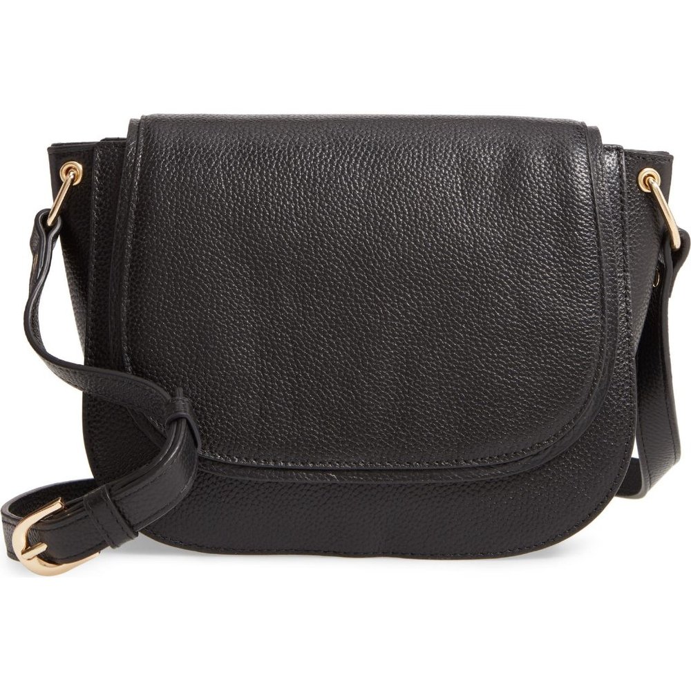 Nordstrom Pebbled Leather Shoulder Bag | Black